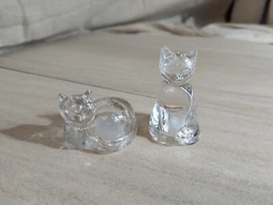 Clear Vintage Glass Figural CAT Salt & Pepper Shakers Seated and Lying Gorham - Picture 1 of 6