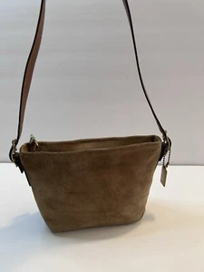 Vintage Coach Legacy Mini Satchel Handbag Shoulder Bag In Camel Suede EUC - Picture 1 of 24