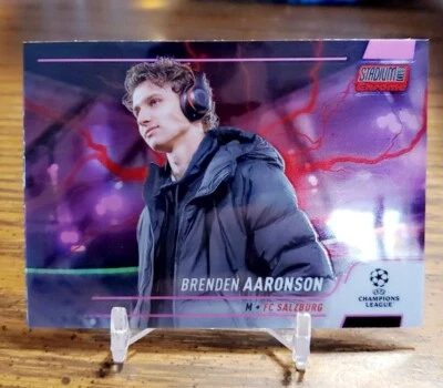 2022 Topps Stadium Club Chrome Brenden Aaronson Pink/Red Electric Charge SP - Image 1 of 2