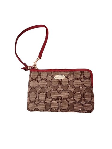 NUOVO POLSO CON CERNIERA LOGO COACH Firma Angolo Cachi & Tela Rossa Classica F53536