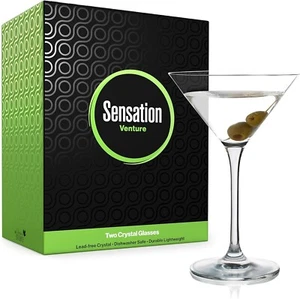 Season STORY Large Martini Glasses Set of 2-9oz, Modern & Unique Crystal glass - Picture 1 of 5