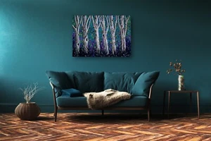 Birkenbaum Gemälde, 24x36 Zoll große Originalkunst, Waldgemälde von Jasmin Stern - Bild 1 von 10
