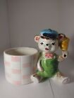 Vintage Ceramic Baby Bear With A Bell Planter Ucago