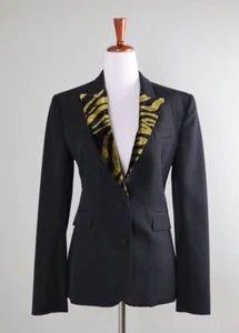 HILLIER BARTLEY Velvet Tiger Lapel 100% Linen Blazer Jacket Top Size 10 - Picture 1 of 6