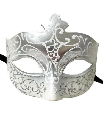 Fancy Scroll Venetian Masquerade Mask Red Silver,  White,  Navy Blue Gold - Image 1 of 4