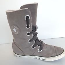 Converse Chuck Taylor womens grey suede boots sherpa lined mid calf size 7 EU 41