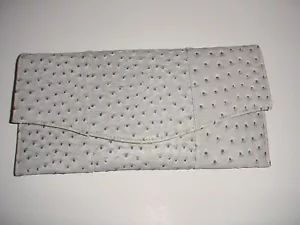GRAY FAUX OSTRICH / VEGAN LEATHER ENVELOPE STYLE CLUTCH SHOULDER BAG PURSE - NEW - Picture 1 of 3