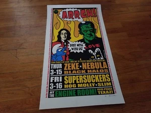 ZEKE NEBULA SUPERSUCKERS TEXAS SHOW POSTER JOHN LENNON HAND SCREENED # PUNK - Picture 1 of 8