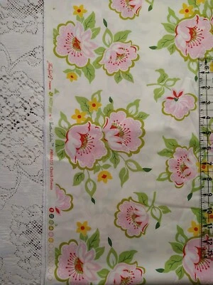 Heather Bailey Fabric Nicey Jane Church Flowers Pink Green BTHY 18x44 - Image 1 of 3
