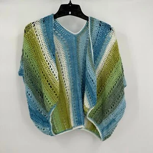 Handarbeit Damen gehäkelt Shurg Halstuch Einheitsgröße gestreift offen Strick Boho Hippie - Bild 1 von 5