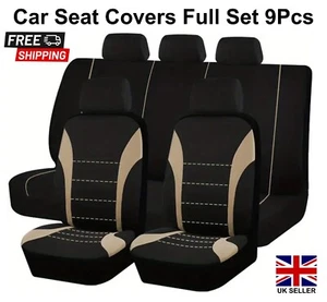 Universal 9 Pcs Car Seat Cover Set non slip protector polyester front rear - Picture 1 of 9