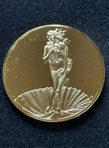 Medalla de plata chapada en oro de 2 onzas El nacimiento de Venus Sandro Botticelli #KSR33 - Imagen 1 de 2