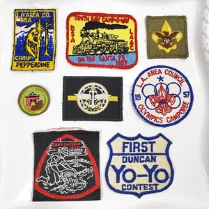 Lote 8 Parches BSA Años 50 LA Área Council SO Bay Boy Scouts Campamento Big Horn De Colección - Imagen 1 de 12