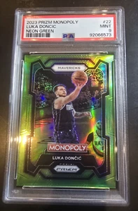 LUKA DONCIC /10 2023-24 Panini Prizm Monopoly Neon Green Prizm #22 PSA 9 Mavs - Picture 1 of 3