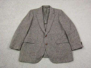 Vintage Harris Tweed Jacket Mens 44 Large Gray Scottish Wool Blazer Made in USA - Picture 1 of 17