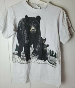 Vtg Bear Country USA Tee Shirt Size S White Youth Black Bear Print Cubs - Picture 1 of 3