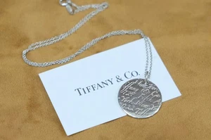 Tiffany & Co. Sterling Silver Round New York Fifth Ave Notes Pendant Necklace - Picture 1 of 10