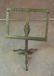 VINTAGE ORNATE BRASS METAL MINIATURE MUSIC STAND 8" DOLLHOUSE - Picture 1 of 4