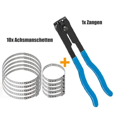 10-tlg Schellen Für Achsmanschetten 20-120mm Klemmschelle 8mm Breit Mit Zange - Bild 1 von 4