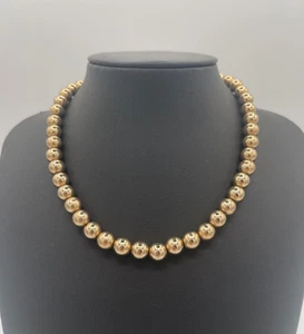 Monet Gold Tone Beaded Necklace Adjustable Vintage Signed Jewelry - Picture 1 of 4