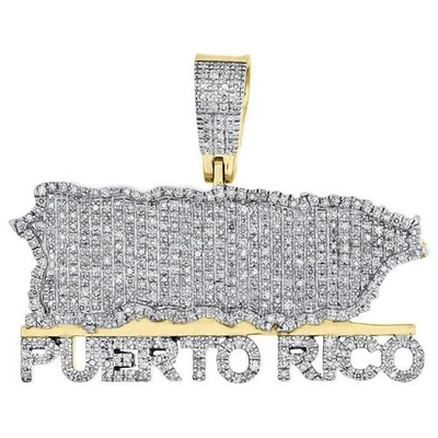 Colgante Mapa Atlas 1.15" Oro Amarillo 10K Sobre Diamante 3 CT. Foto 1 de 4