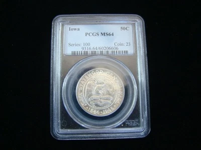 1946 Iowa Commemorative Silver Half Dollar PCGS Graded MS64 #60206606 - Image 1 of 4