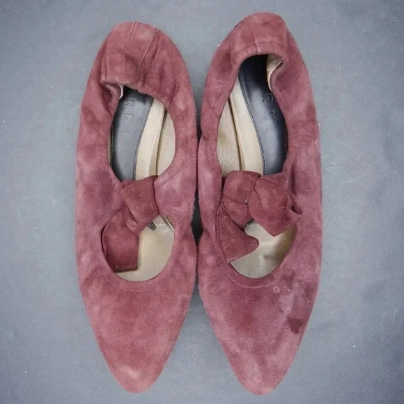 Bailarina de ballet MARNI Borgoña Gamuza Acento Lazo Punta Punta Talla 37/7 Foto 1 de 4