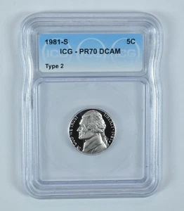 1981-S Jefferson Nickel Type 2 PR70 DCAM ICG *8070 - Picture 1 of 5
