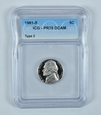 1981-S Jefferson Nickel Type 2 PR70 DCAM ICG *8070 - Image 1 of 4