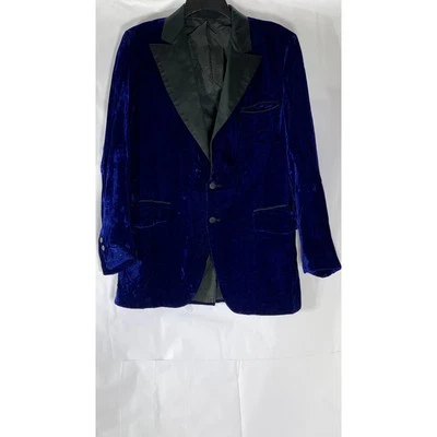 Blazer de dos botones con cuello de muesca de terciopelo azul real talla S SIN MARCA Foto 1 de 4