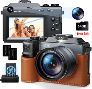 Newest 4K 64MP Digital Camera for Photography Selfie Camera Dual Lens 18xZoom UK - Picture 1 of 9