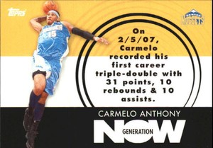 2007-08 Topps Generation Now Denver Nuggets Basketball Card #GN2 Carmelo Anthony