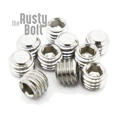 THE RUSTY BOLT SHOP M5 x 4mm, Socket Set Screws Flat Point, A2 304 18-8, Stainless Steel