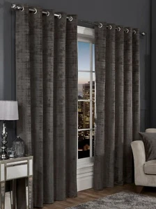 Florence Mottled CHARCOAL Grey Eyelet Ring Top Curtains & Cushion Covers.4 Sizes - Picture 1 of 1