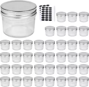 4Oz Glass Jars with Lids(Silver),Mason Jars,Ideal for Honey,Jam,Wedding Favor,Di - Picture 1 of 7