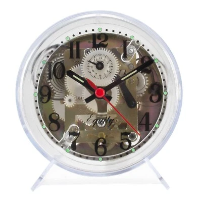 14073 Equity by La Crosse Key Wind Clear Plastic Analog Quartz Alarm Clock - Image 1 of 3