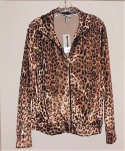 NUEVA Chaqueta con Cremalleras con Estampado de Leopardo Negra Wmns Nueva con Etiquetas Talla M Oro Metálico Terciopelo - Imagen 1 de 6