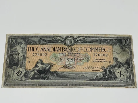 CANADA-1917 $10 TEN DOLLARS NOTE, CANADIAN BANK OF COMMERCE, RARE D 776602 (#69) Cover