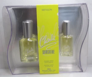 REVLON CHARLIE SUNSHINE COLOGNE SPRAY 1.3 OZ & 0.5 OZ SET + VANITY TRAY - Picture 1 of 3
