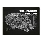 Affiche en tissu de soie film Star Wars Millennium Falcon Blueprint impression sur toile