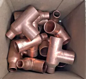1" x 1/2" x 1" Copper Reducing Tee CxCxC Sweat Plumbing Fitting *Lot of (14)* - Picture 1 of 3