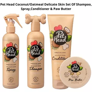 Pet Head Coconut/Oatmeal Set Of Shampoo,Conditioner,Spray & Paw Butter Brand - Picture 1 of 15