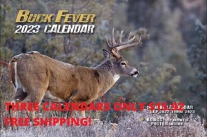 THREE X  Whitetail Deer 2023 Buck Fever Wall Calendar cheap gift hunting bow - Picture 1 of 7