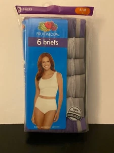 Fruit Of The Loom gray purple Briefs Size 6/M 6 Pack New - Picture 1 of 2