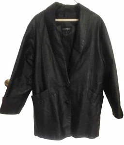 COMINT Women’s Size L Mid Length Leather Jacket 2 Front Pockets Lined EUC - Picture 1 of 7