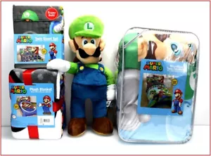 6 Pcs- SUPER MARIO Reversibl Comforter + Sheet Set + Blanket + Plush LUIGI -TWIN - Picture 1 of 16