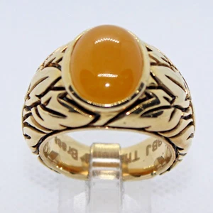 ANILLO AMARILLO OVALADO JADEITA ANILLO DE PIEDRA GENUINA ANILLO DE LATÓN FINO PARA HOMBRE Talla 9 ¡NUEVO! - Imagen 1 de 6