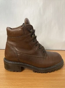 LL Bean Fleece Lined Brown Leather Lace Up Boots Womens 5.5 90518 Made in Canada - Picture 1 of 11