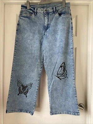 Blue Bleach Butterflies Jeans Size 18 - Image 1 of 4