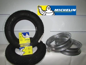 KIT COPERTONI GOMME 3 50 10 MICHELIN S83 +CAMERE+CERCHI VESPA PX 125 150 200 - Foto 1 di 6